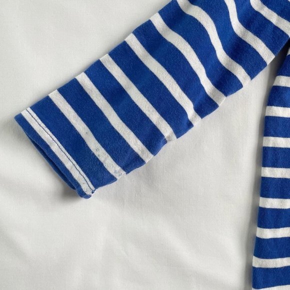Crewcuts Blue And White Striped Boat Neck Three Quarter Sleeve Shirt Kids Size 6 - Picture 5 of 10